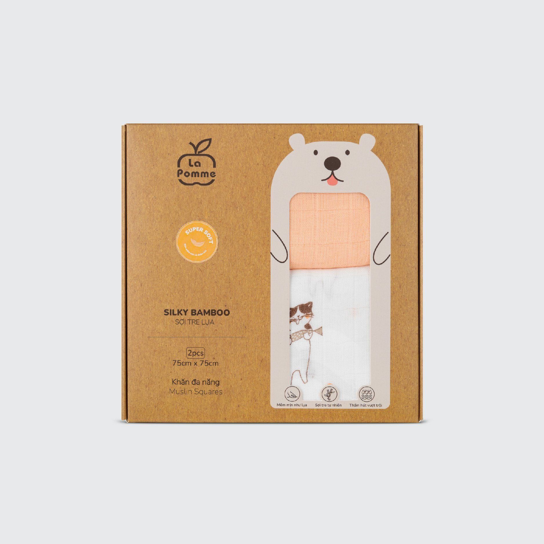  LA POMME - Set 2 khăn sợi tre lụa phối màu ( 75x75cm ) 