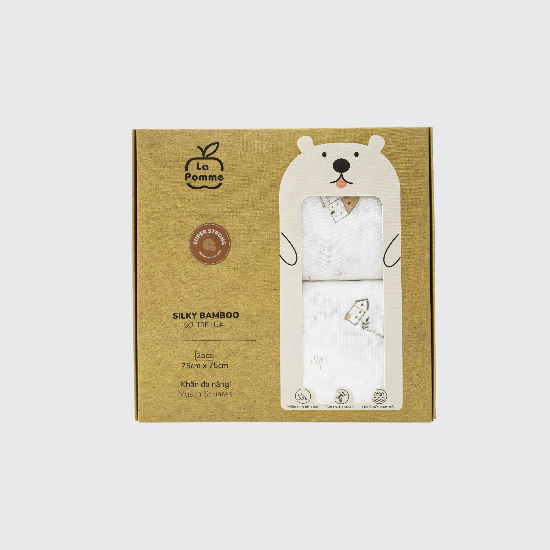  LA POMME - Set 2 khăn sợi tre lụa phối màu ( 75x75cm ) 