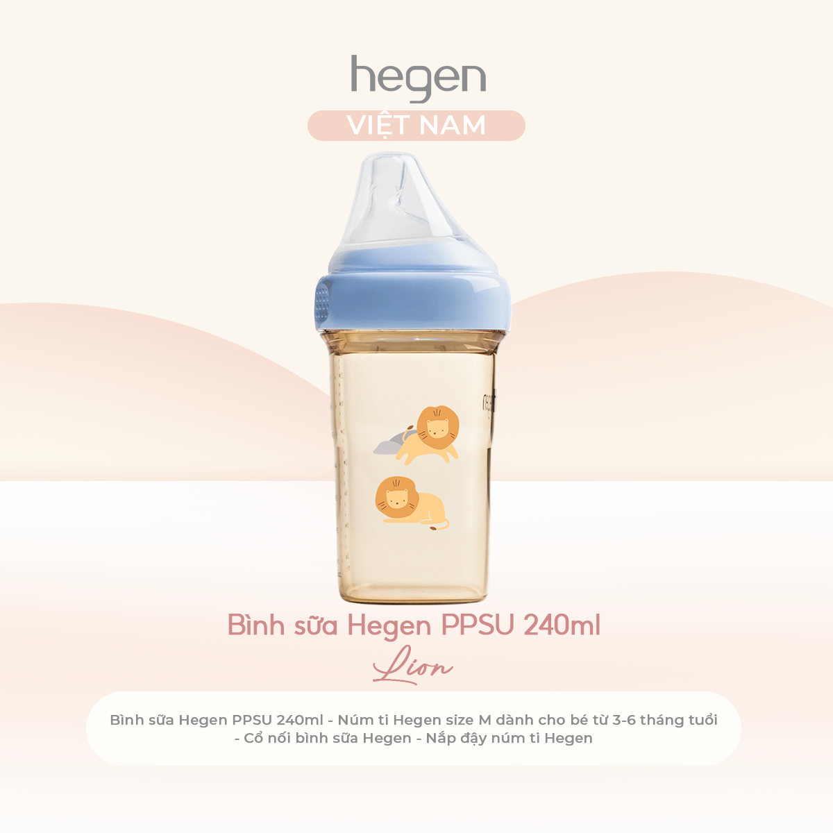  Bình sữa Hegen PPSU Hoạ Tiết - Blue 