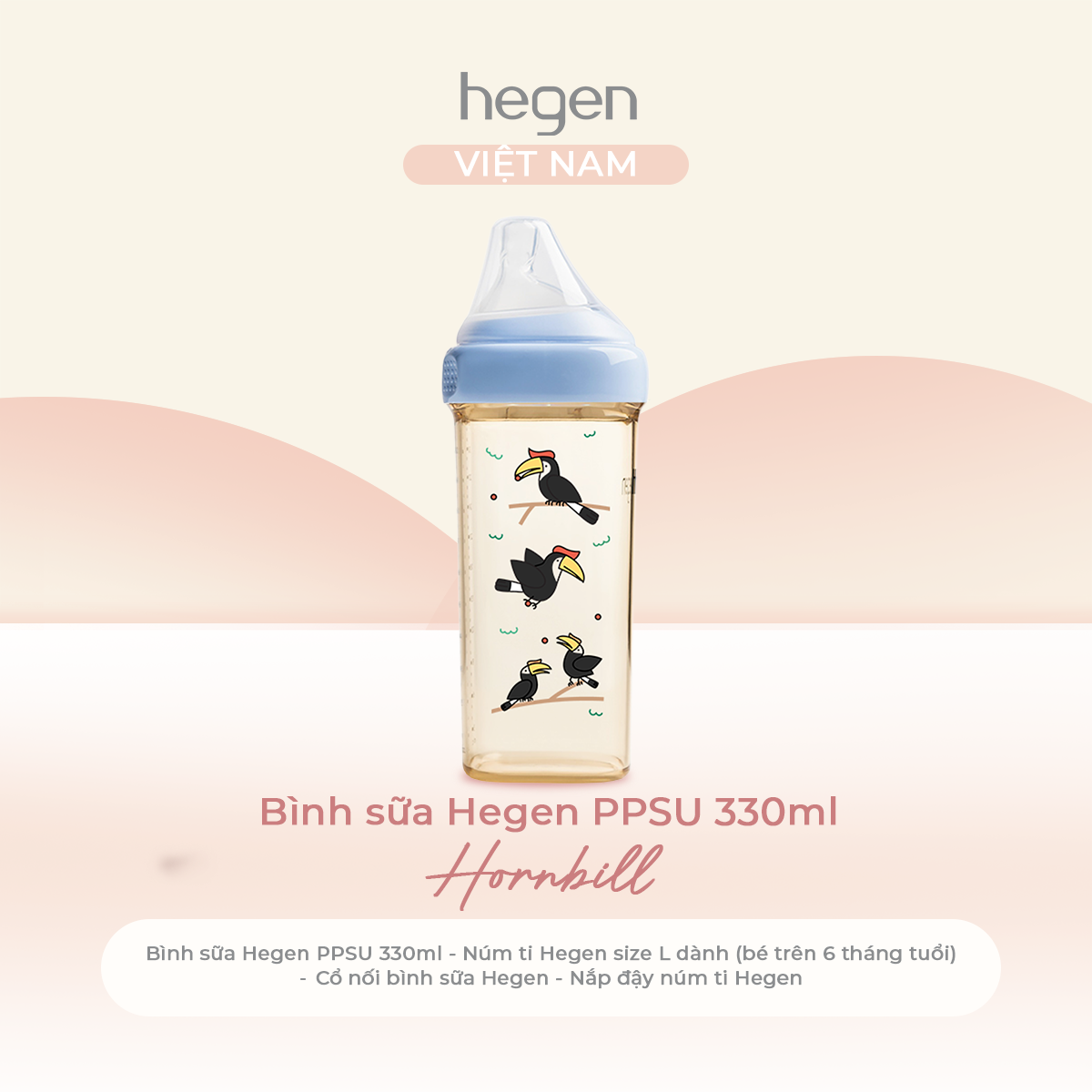  Bình sữa Hegen PPSU Hoạ Tiết - Blue 