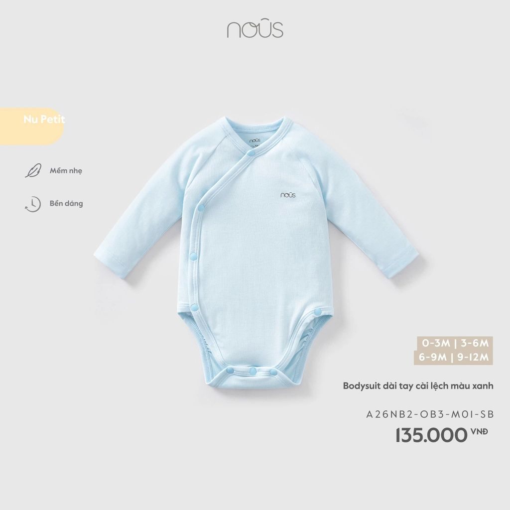 NOUS - Bodysuit dài tay cài lệch 0m 