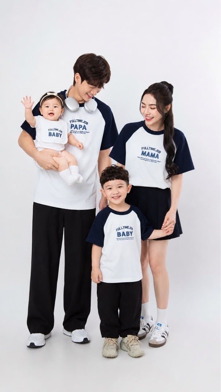  Áo Thun Full time PAPA MAMA BABY 