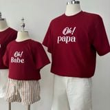  Áo Thun Đỏ Oh PAPA - MAMA - BABY 