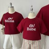  Áo Thun Đỏ Oh PAPA - MAMA - BABY 