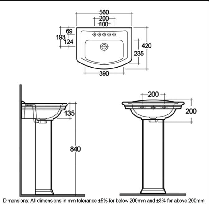 Chậu đặt sàn cổ điển WT02AWHA có lỗ thoát tràn