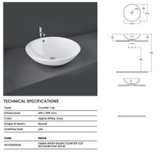 Chậu đặt bàn OC159AWHA có lỗ thoát tràn