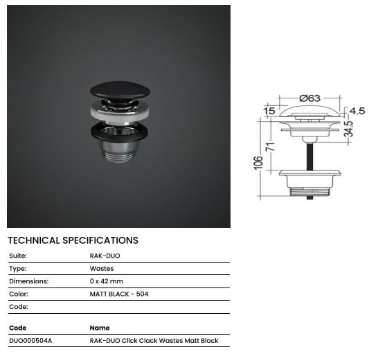 Đầu xả nhấn DUO000504A