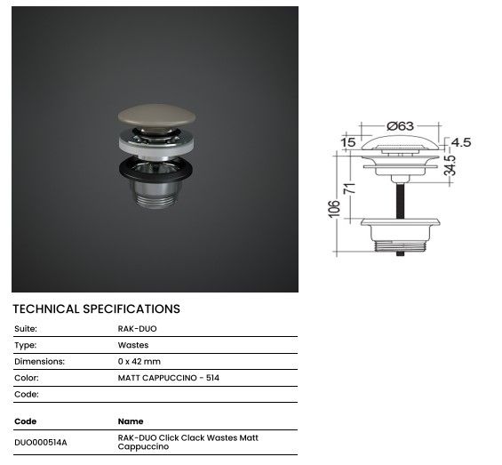 Đầu xả nhấn DUO000514A