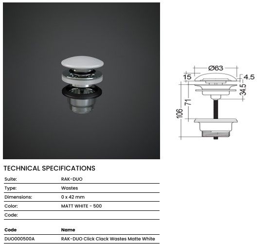 Đầu xả nhấn DUO000500A