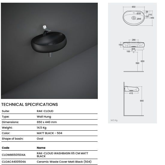 Chậu treo tường CLOWB6501504A