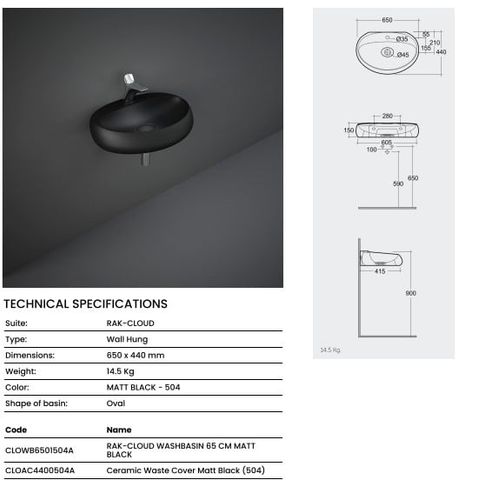 Chậu treo tường CLOWB6501504A
