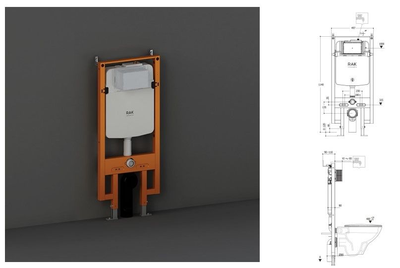 Bộ sản phẩm Bàn cầu treo tường và két nước âm RST23514A - NEOFS04RAK8C