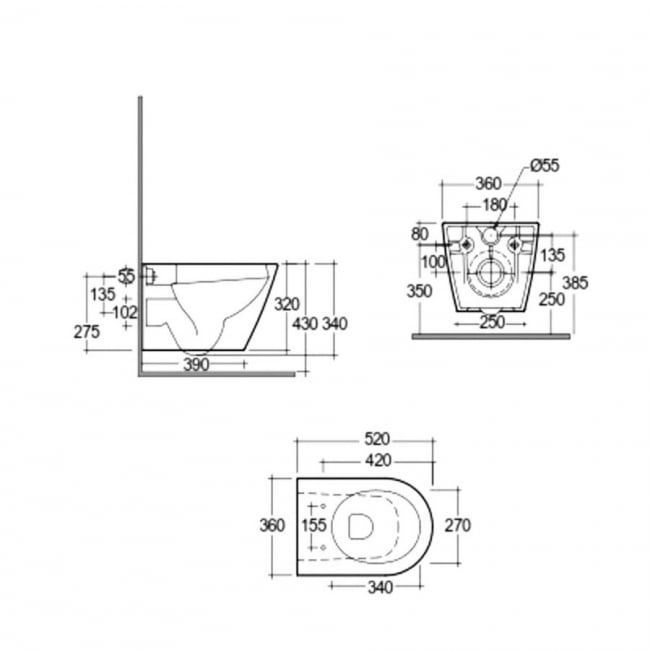 Bộ sản phẩm Bàn cầu treo tường và két nước âm tường RST23503A - NEOFS04RAK8C