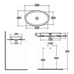 Chậu đặt bàn RST01AWHA không lỗ thoát tràn