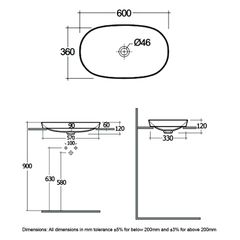Chậu đặt bàn VARDI36000AWHA không lỗ thoát tràn