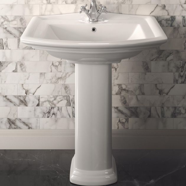 Chậu đặt sàn cổ điển RAK-WASHINGTON WT0102AWHA-WT0401AWHA có lỗ thoát tràn