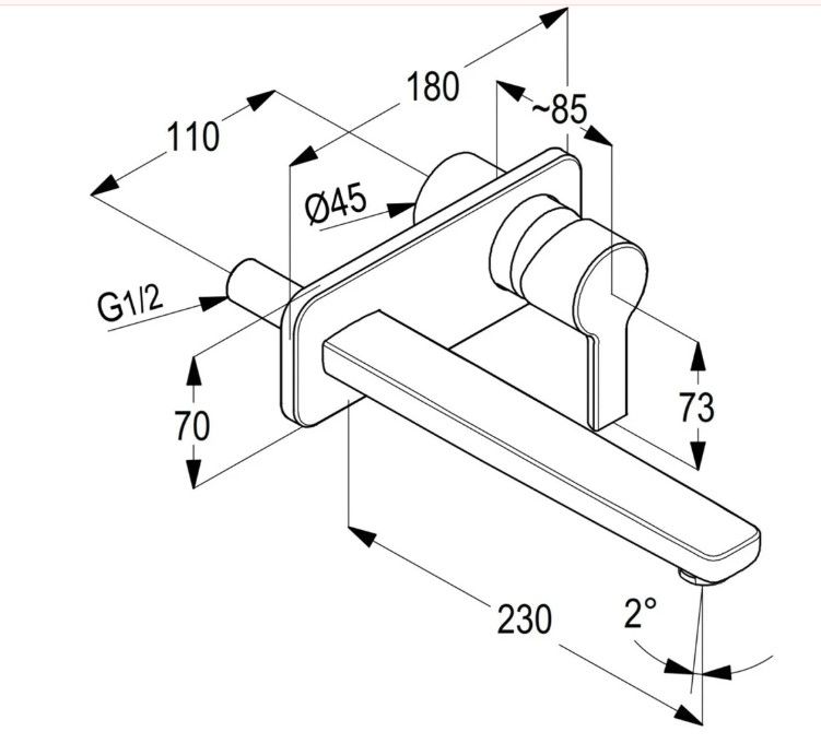 Vòi chậu âm tường nóng lạnh RAK13024-38243