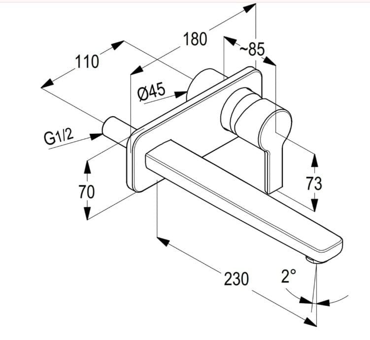 Vòi chậu âm tường nóng lạnh RAK13024.GD1 - 38243