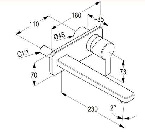 Vòi chậu âm tường nóng lạnh RAK13024.GD1 - 38243