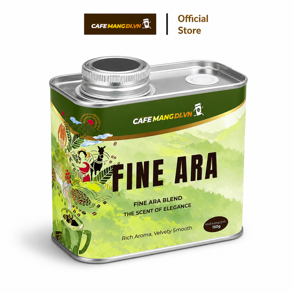 Cà Phê Fine Ara - Blend Ara Cao Cấp - 70% Robusta & 30% Arabica (Hộp Thiếc 150g) | CafeMangDi.vn