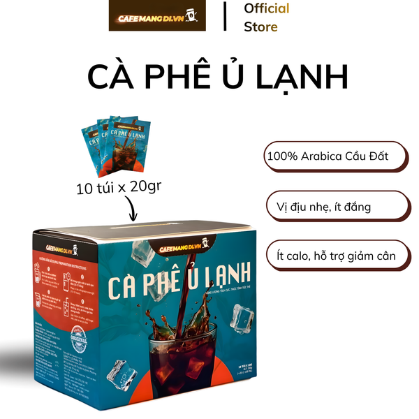 Combo 2 hộp Cà Phê Ủ Lạnh Cafemangdi.vn, hạt Arabica Cầu Đất Nguyên Chất - Vị Thanh, Hậu Ngọt
