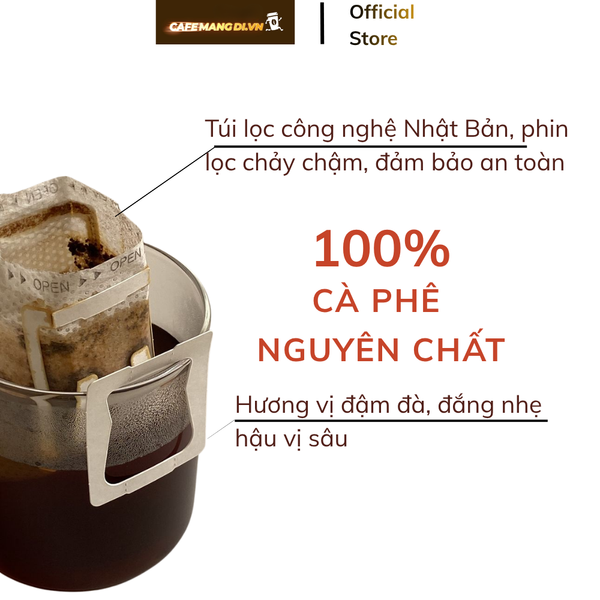 Combo 2 hộp Cà Phê Phin Giấy (Drip Bag) Nguyên Chất – Gu Đậm Bản Sắc | Cafemangdi.vn (Hộp 10 gói)