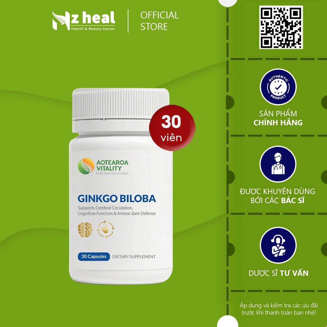  Viên bổ não, tăng trí nhớ Ginkgo Biloba Aotearoa Vitality (30 viên/ 100 viên) 