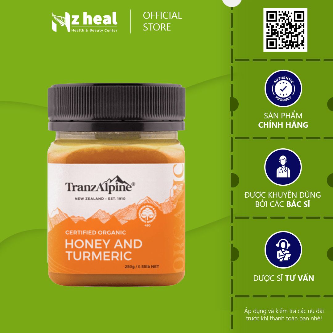  Mật ong Nghệ hữu cơ TranzAlpine Organic Honey & Turmeric New Zealand (250g) 