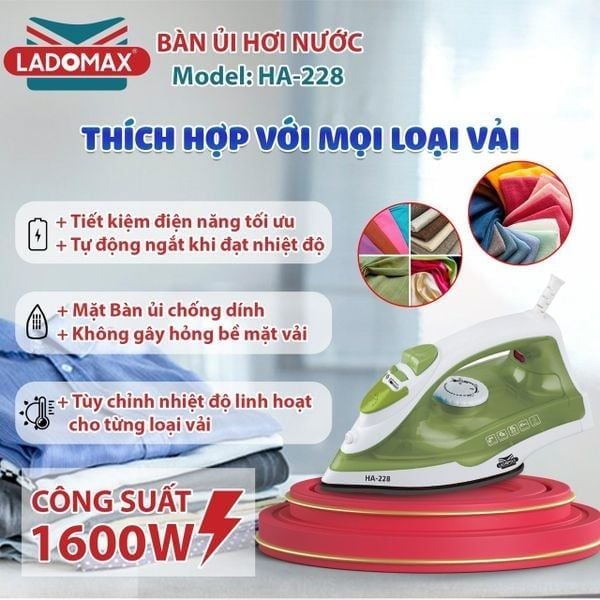 Bàn ủi hơi nước LADOMAX HA-228