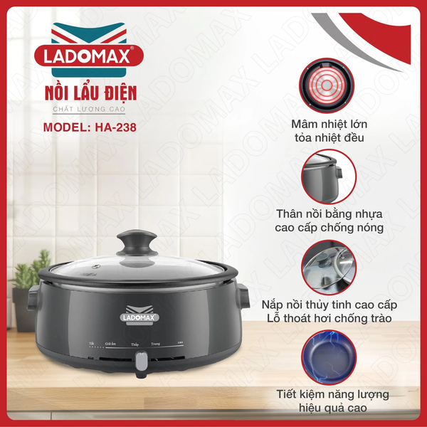 Nồi lẩu điện 4 lít Ladomax HA-238