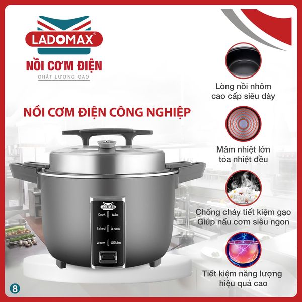 Nồi cơm điện công nghiệp 8.5L Ladomax