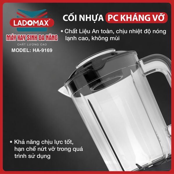 Máy xay sinh tố đa năng Ladomax HA-9169 | 4 cối say sinh tố, say thịt, vắt cam, say khô