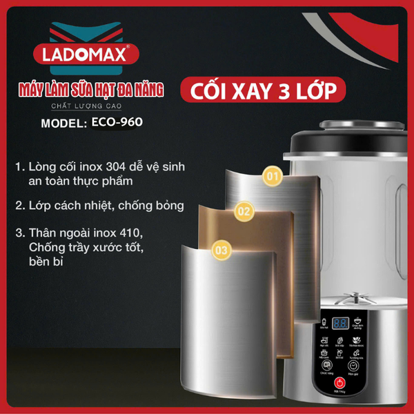 Máy làm sữa hạt đa năng Ladomax ECO-960