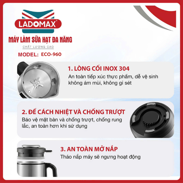 Máy làm sữa hạt đa năng Ladomax ECO-960