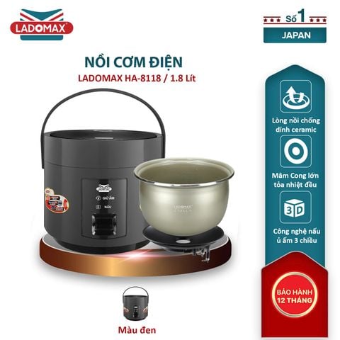 Nồi cơm điện giữ ấm 3 chiều 1,8 Lít Ladomax HA-8118