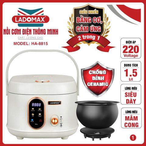 Nồi cơm điện xách tay thông minh HA8815_Lòng Gang | Dung tích 1 Lít 5