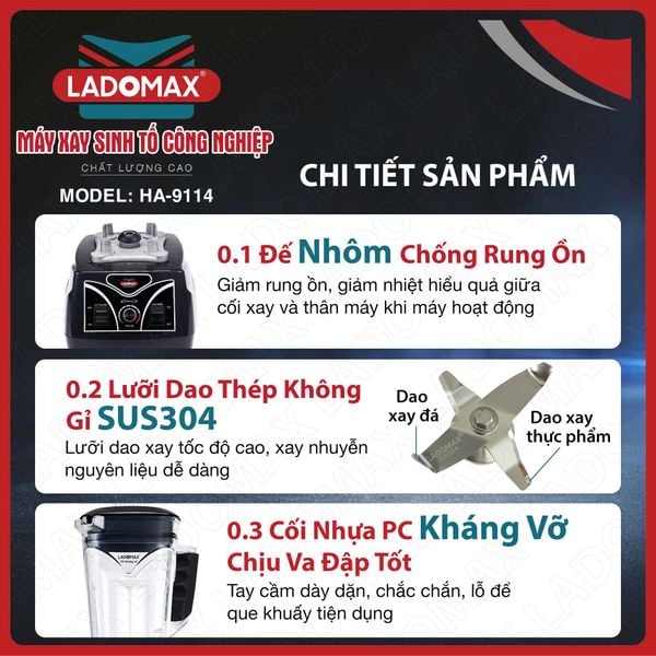 Máy xay sinh tố công nghiệp Ladomax HA-9114