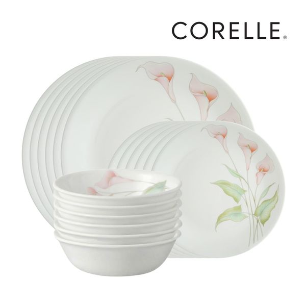 SET 18 Cái Tô, chén, dĩa thủy tinh CORELLE LilyVille 6 người (18-LV) - 18-LV