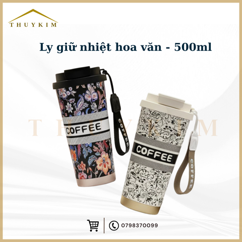 Ly giữ nhiệt hoa văn - Dung tích 500ml