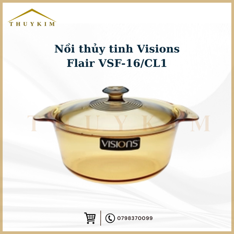 Nồi thủy tinh nắp thủy tinh 20 cm Visions VSF-16/CL1 1.6 lít