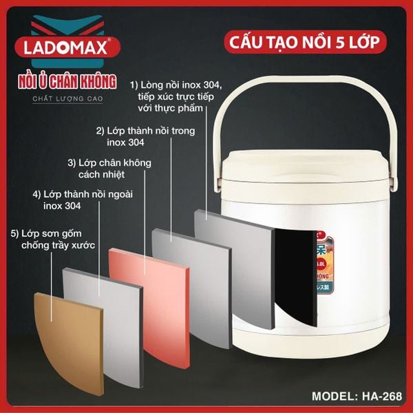 Nồi ủ chân không Ladomax HA-286 | Dung tích 6 Lít 3