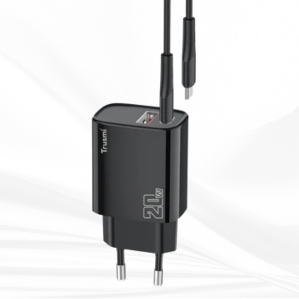 Bộ sạc nhanh Trusmi 20w - Dây cáp 60w  (USB-C & USB-A)