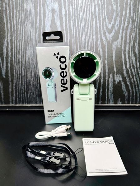 Quạt cầm tay gấp gọn Veeco VMF-07 | Kèm dây đeo cổ