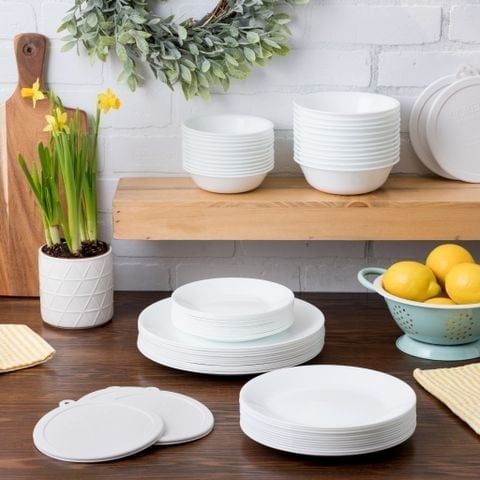 Bộ 10 Dĩa trung thủy tinh Corelle 108-N-LP, hoa văn Winter Frost White