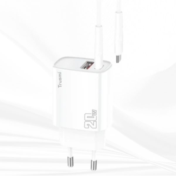 Bộ sạc nhanh Trusmi 20w - Dây cáp 60w  (USB-C & USB-A)