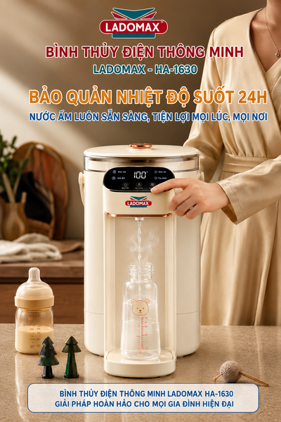 Bình nấu nước, giữ ấm 3 Lít Ladomax HA-1630