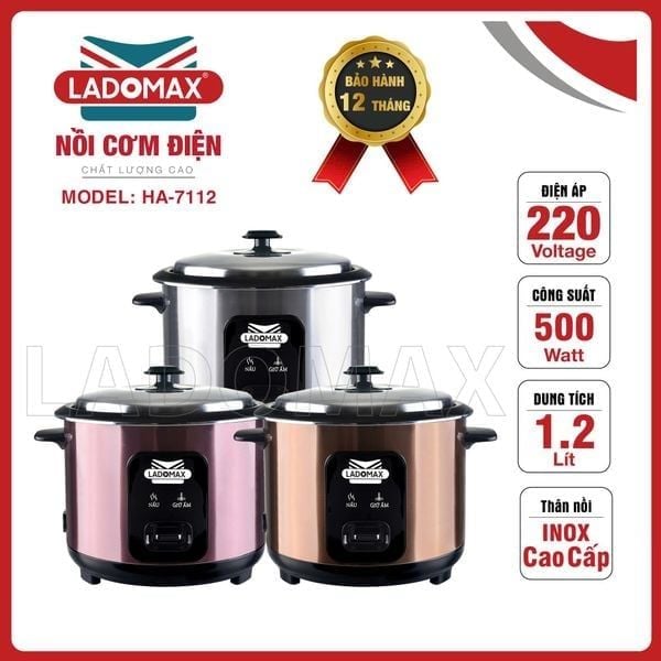 Nồi cơm điện nắp rời 1.2 Lít Ladomax HA-7112