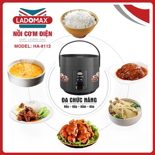 Nồi cơm điện giữ ấm 2 chiều 1,2 Lít Ladomax HA-8112