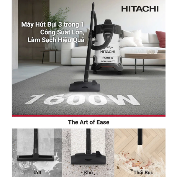 Máy hút bụi công nghiệp Hitachi công suất 1600W CV-975PW