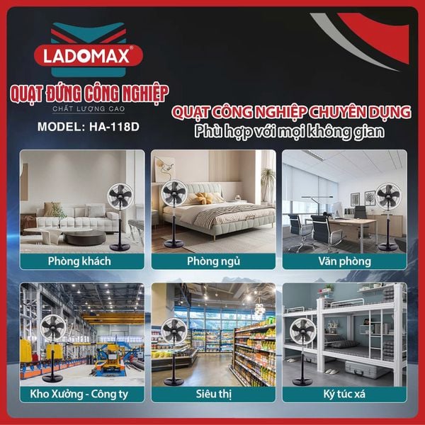 Quạt đứng công nghiệp Ladomax HA‑118D